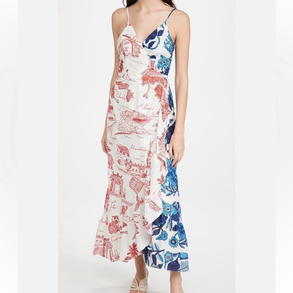 Farm rio red white and blue wrap dress